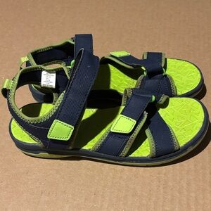Lands' End Kids Navy and Lime Sandals
